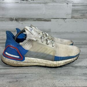 adidas Ultraboost 19 Performance Womens Running Shoes Lace Up White Blue Size 10